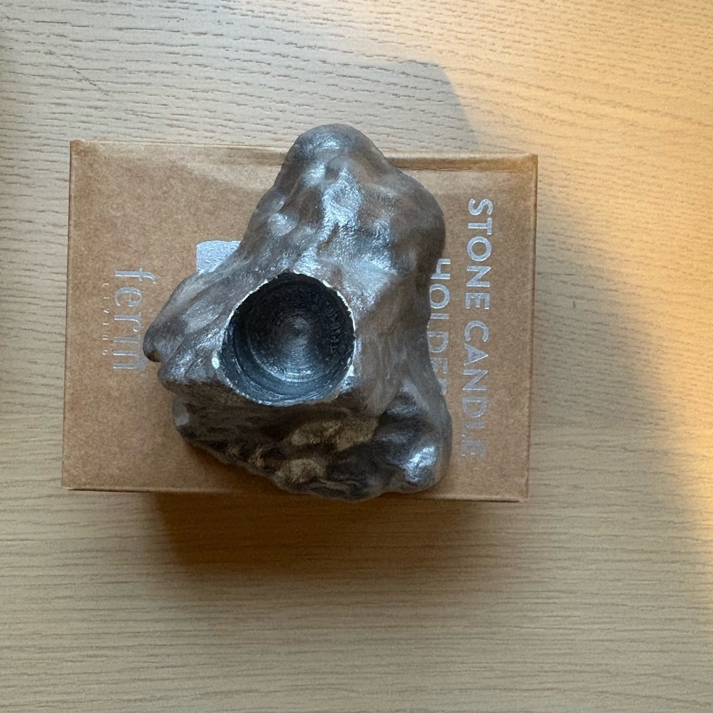 Ferm Living Metallic Stone Candle Holder - Silver